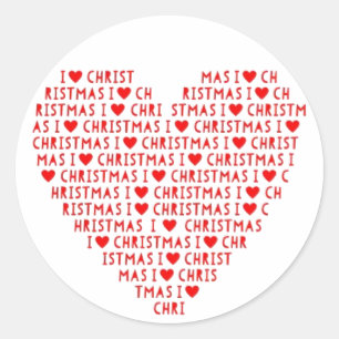 I Love Red Heart Christ Christmas Postage Stickers