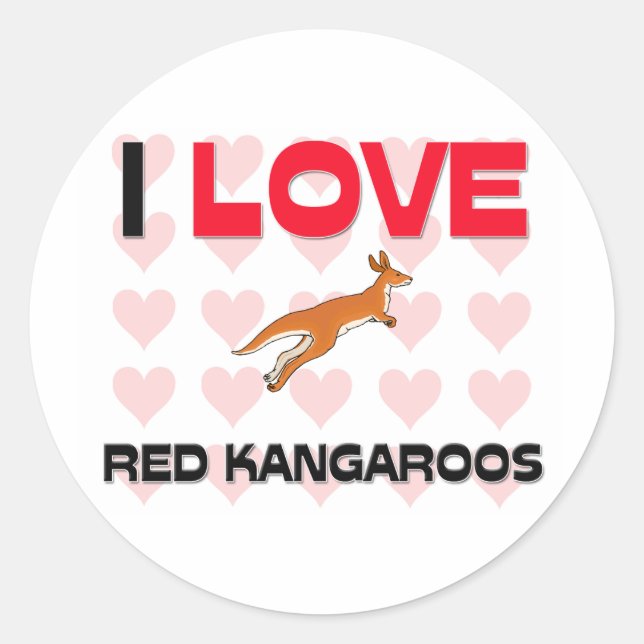 I Love Red Kangaroos Classic Round Sticker (Front)