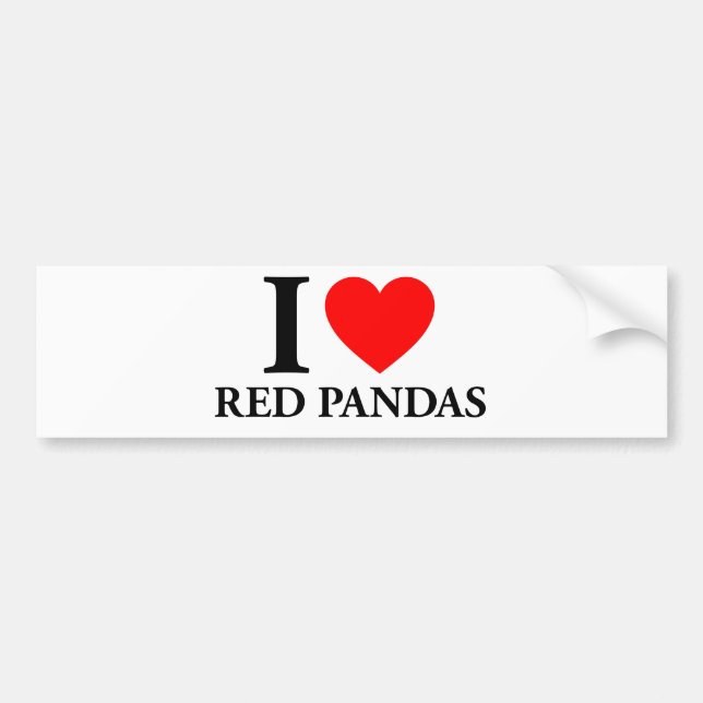 I Love Red Pandas Bumper Sticker (Front)