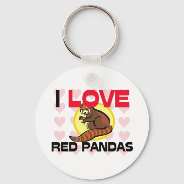 I Love Red Pandas Key Ring (Front)