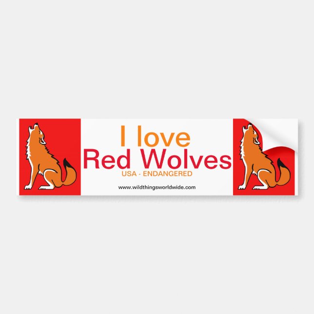 I love Red WOLVES-Animal lover -Red bumper sticker (Front)