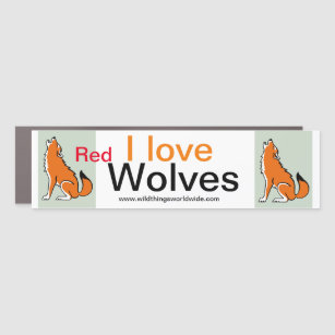 I love Red WOLVES - Graphic - car magnet