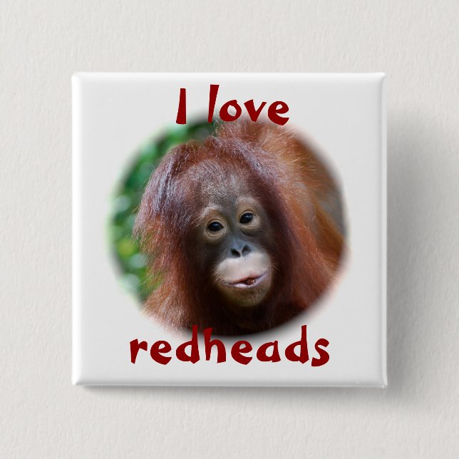 I love redheads 15 cm square badge (Front)