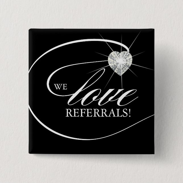 I Love Referrals Button Name Tag Black Jewellery (Front)