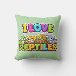 I Love Reptiles Cushion Pillow