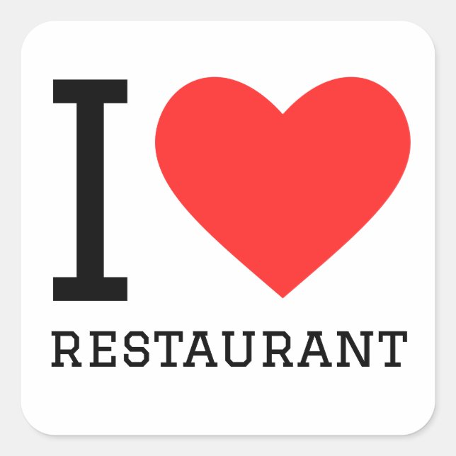 I love restaurant square sticker (Front)