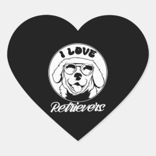 I Love Retrievers Pet Dog Retriever Sayings Heart Sticker