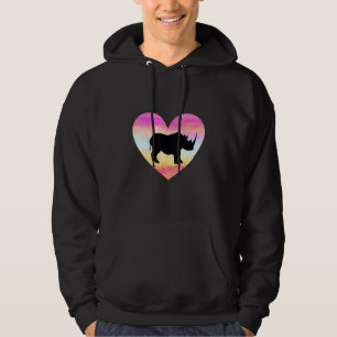 I Love Rhinos Heart Colourful Womens Girl Rhinocer Hoodie