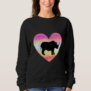 I Love Rhinos Heart Colourful Womens Girl Rhinocer Sweatshirt