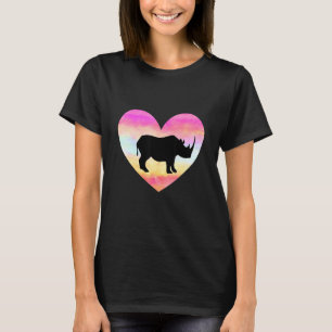 I Love Rhinos Heart Colourful Womens Girl Rhinocer T-Shirt