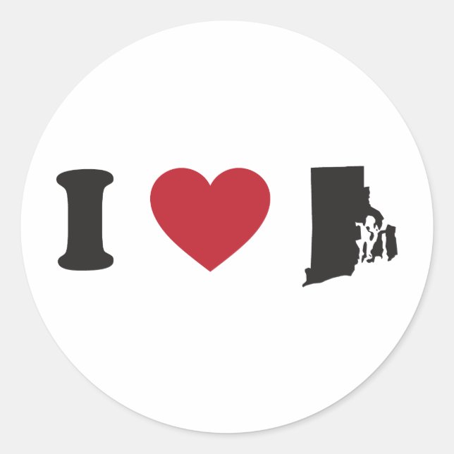 I Love Rhode Island Classic Round Sticker (Front)