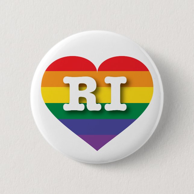 I Love Rhode Island Rainbow Heart 6 Cm Round Badge (Front)