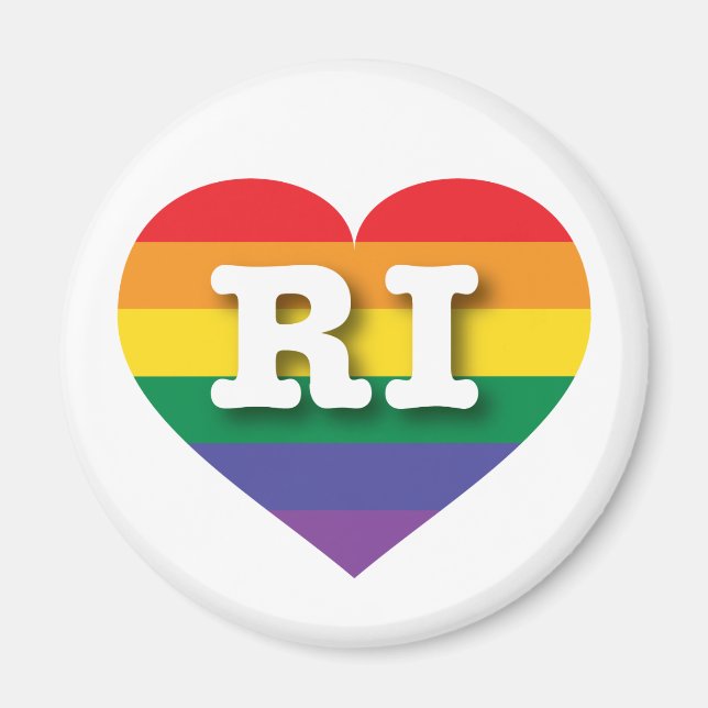 I Love Rhode Island Rainbow Heart Magnet (Front)