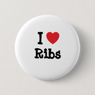 I love Ribs heart T-Shirt 6 Cm Round Badge