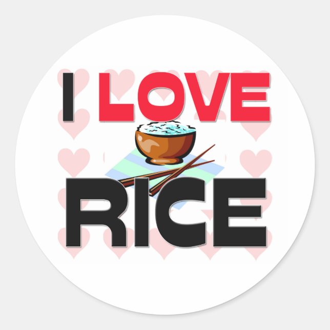 I Love Rice Classic Round Sticker (Front)