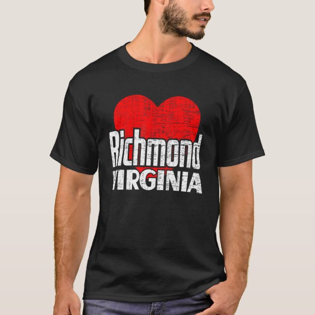 I Love Richmond Virginia Retro Big Heart Richmond  T-Shirt (Front)