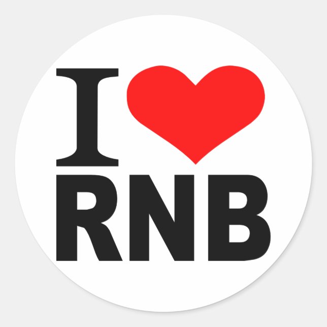 I love RnB Classic Round Sticker (Front)