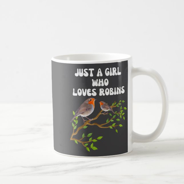 I Love Robins Bird Lover Colourful Present  Coffee Mug (Right)
