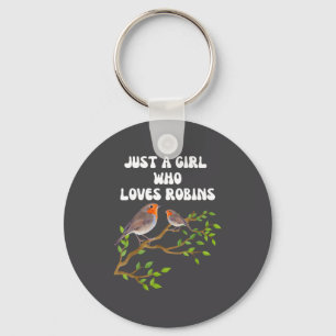 I Love Robins Bird Lover Colourful Present  Key Ring