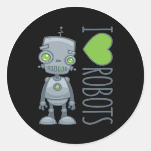 I Love Robots Classic Round Sticker
