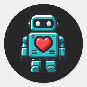 I Love Robots Happy Valentine Apparel Classic Round Sticker