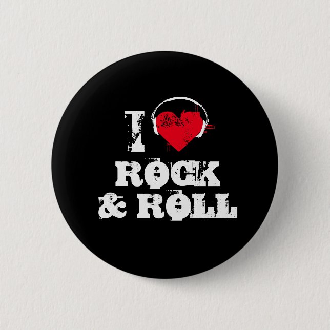 I love rock and roll 6 cm round badge (Front)