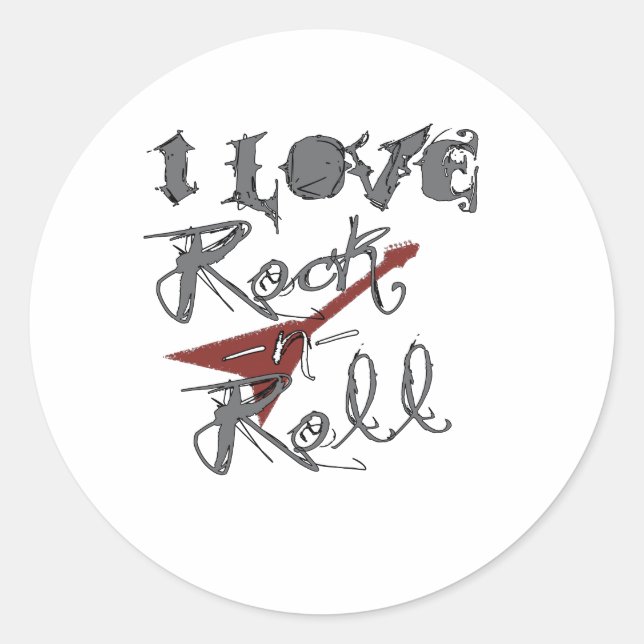 I love Rock and Roll Classic Round Sticker (Front)