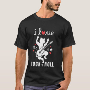 I love Rock and Roll Guitar Cat Rock and Roll Musi T-Shirt