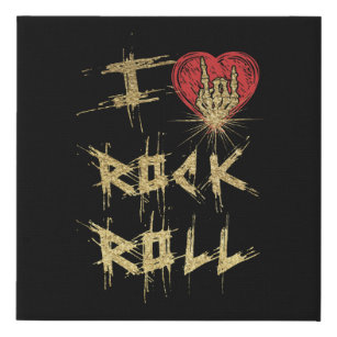 I Love Rock And Roll Vintage Style Faux Canvas Print