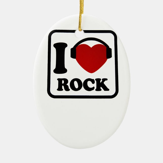 I love Rock Ceramic Ornament (Front)