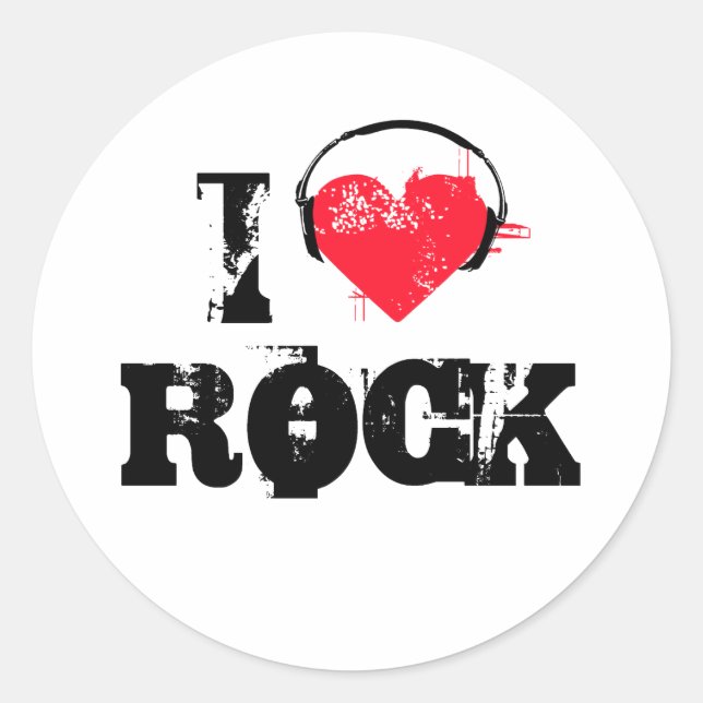 I love rock classic round sticker (Front)