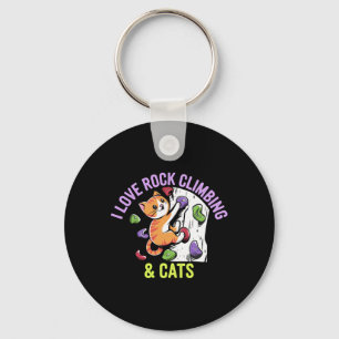 I Love Rock Climbing And Cat Love Fun Cats And Cli Key Ring