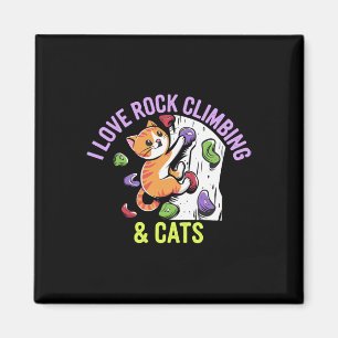 I Love Rock Climbing And Cat Love Fun Cats And Cli Magnet
