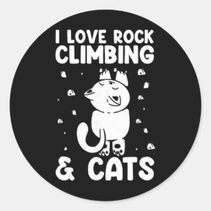 I Love Rock Climbing And Cats Cute Kitty Cat Climb Classic Round Sticker