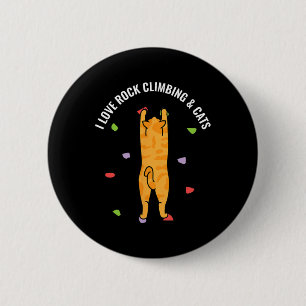 I Love Rock Climbing And Cats Cute Kitty Cat Felin 6 Cm Round Badge