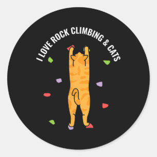 I Love Rock Climbing And Cats Cute Kitty Cat Felin Classic Round Sticker