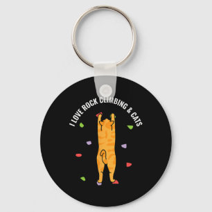 I Love Rock Climbing And Cats Cute Kitty Cat Felin Key Ring