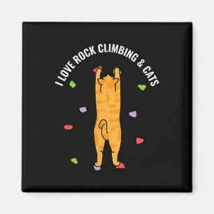 I Love Rock Climbing And Cats Cute Kitty Cat Felin Magnet