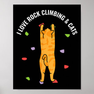 I Love Rock Climbing And Cats Cute Kitty Cat Felin Poster