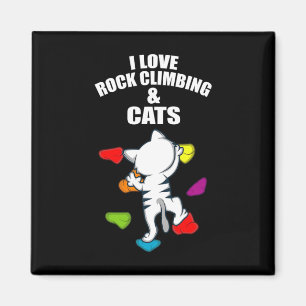 I Love Rock Climbing And Cats Rock Climber And Cat Magnet