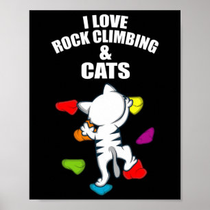 I Love Rock Climbing And Cats Rock Climber And Cat Poster