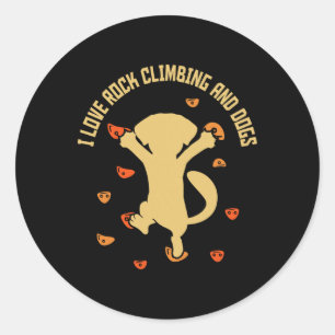 I Love Rock Climbing And Dogs - Boulder Bouldering Classic Round Sticker