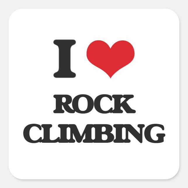 I Love Rock Climbing Square Sticker (Front)