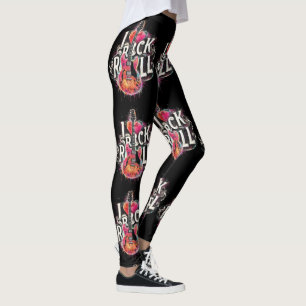 I Love Rock N Roll Electric Guitar Painting  Leggings