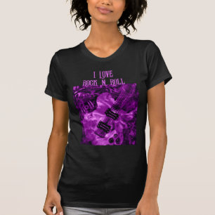 I Love Rock N Roll Electric Guitar Painting Purple T-Shirt