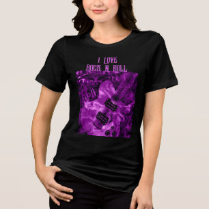 I Love Rock N Roll Electric Guitar Painting Purple Tri-Blend Shirt