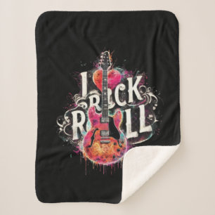 I Love Rock N Roll Electric Guitar Painting Sherpa Blanket