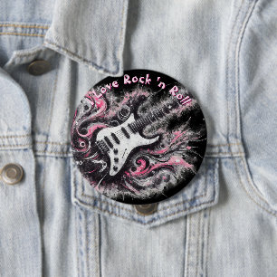 I Love Rock N Roll Electric Guitar Personalised 10 Cm Round Badge