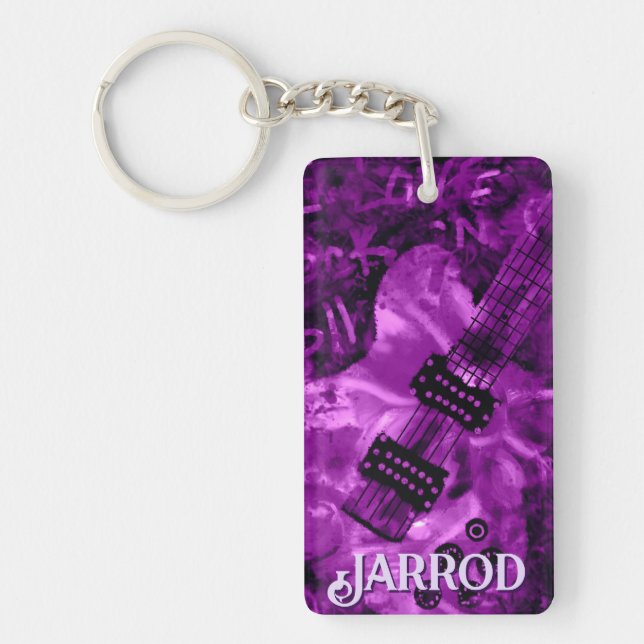 I Love Rock 'N Roll Electric Guitar Personalised Key Ring (Front)