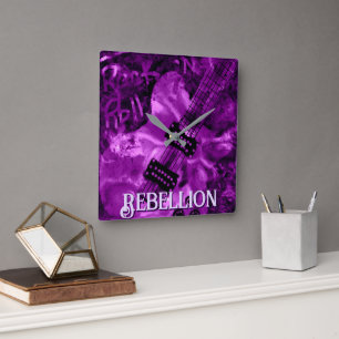 I Love Rock 'N Roll Electric Guitar Personalised Square Wall Clock